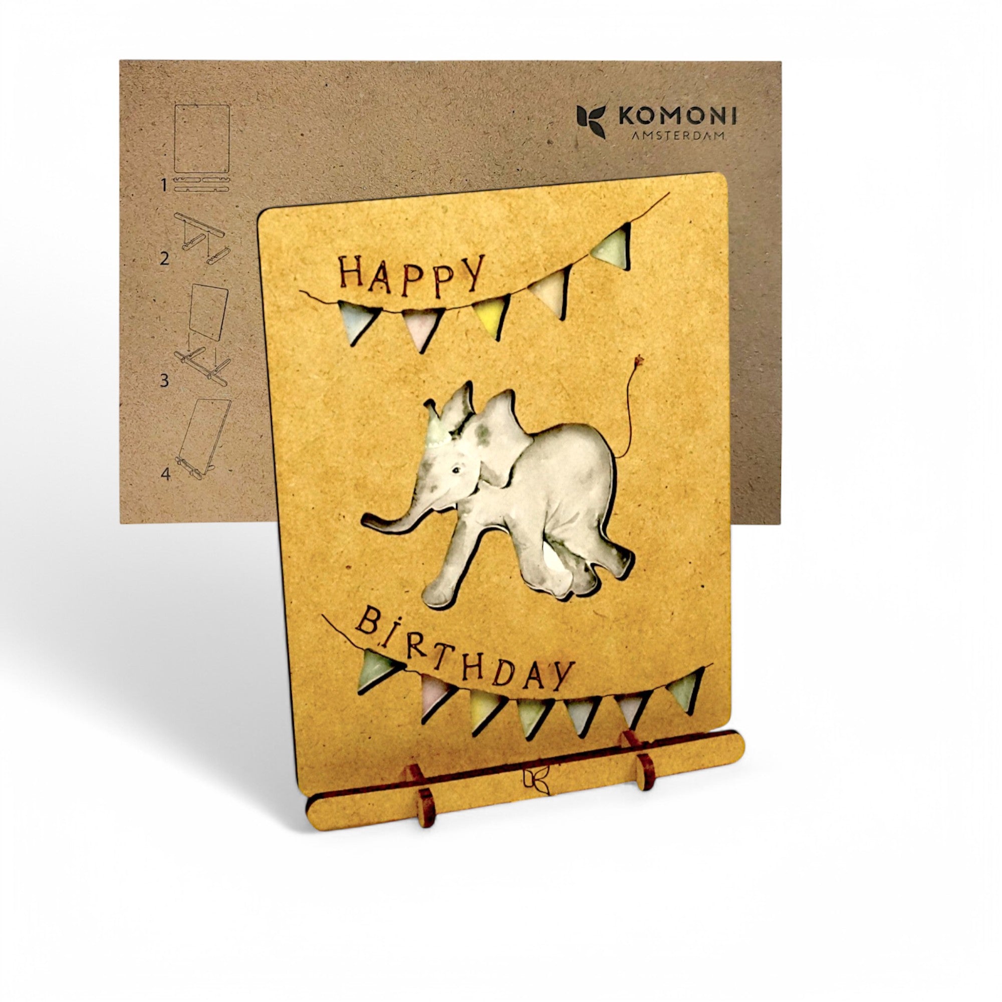 Happy Birthday Olifant Pop-up Kaart